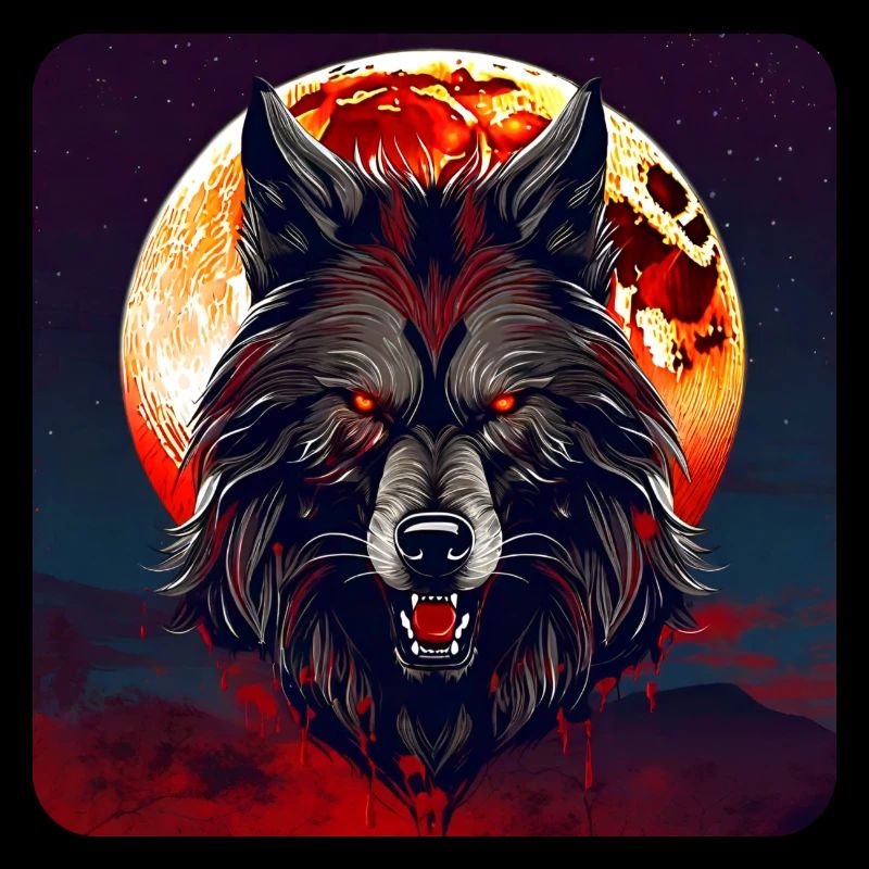 Horror werewolf with red glowing eyes