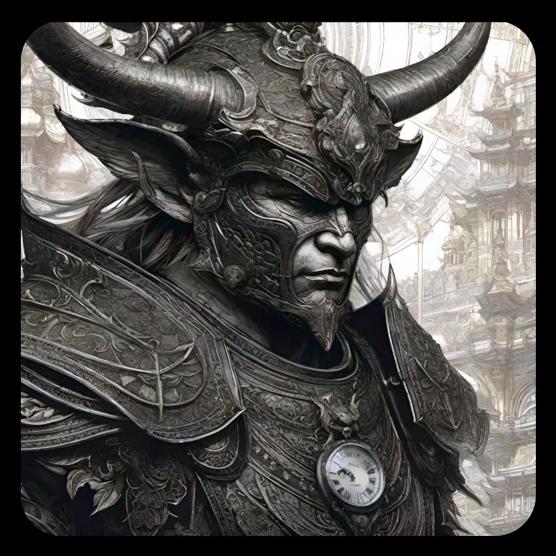 Fier guerrier avec casque à cornes