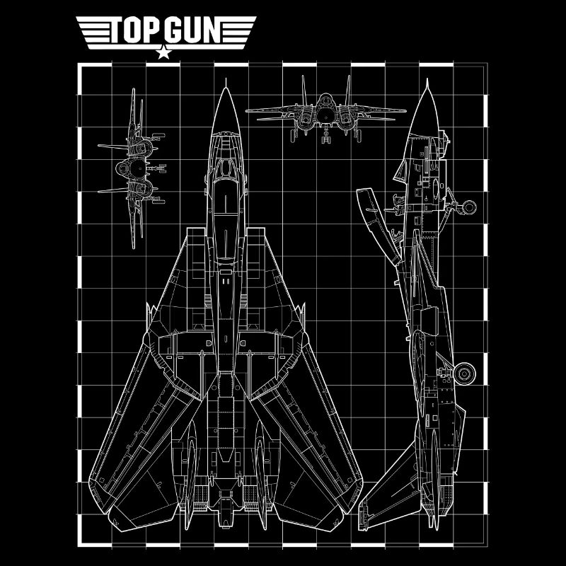 Top Gun Kampfjet Bauplan Blaupause Weiß