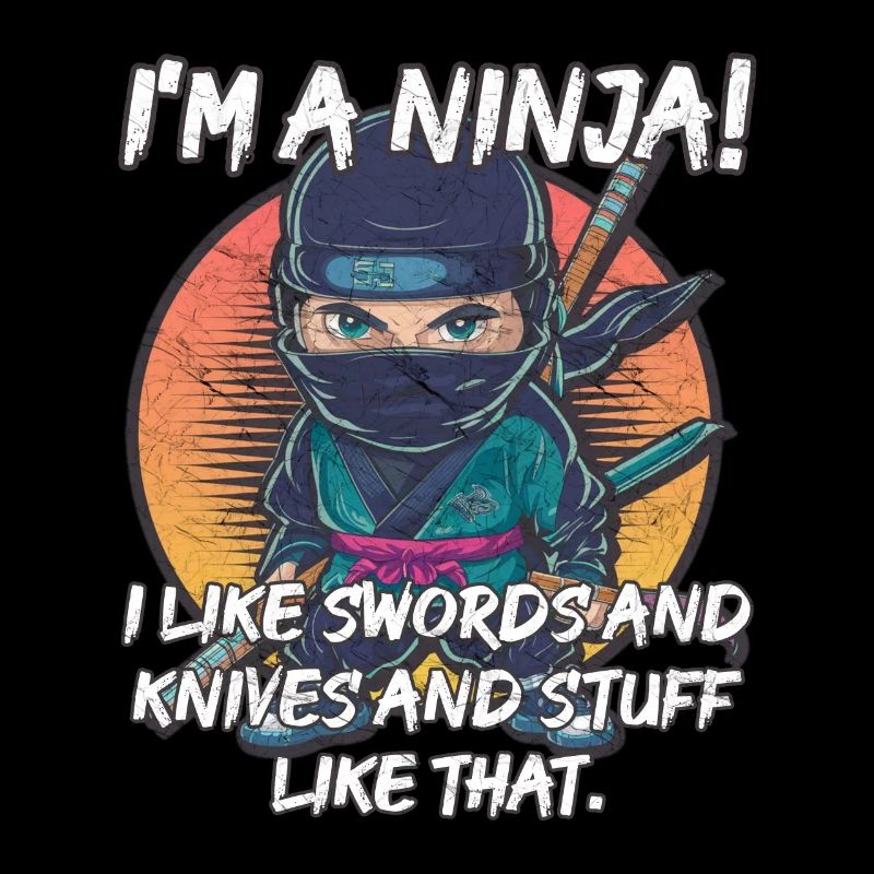 Ich bin ein Ninja! Ich mag Schwerter und Messer und so weiter