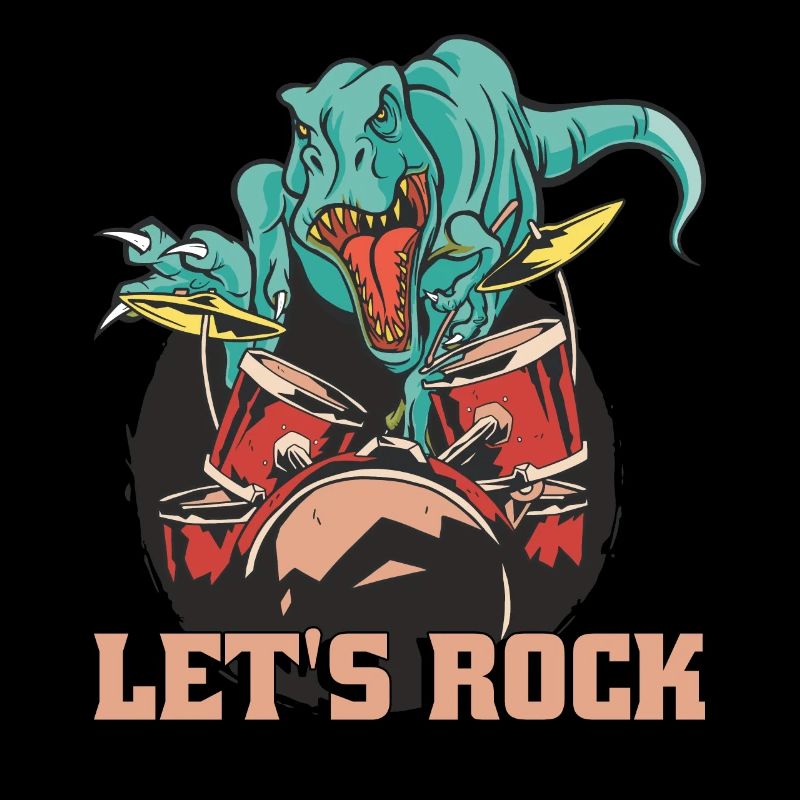 Funny Dinosaur Playing Drums