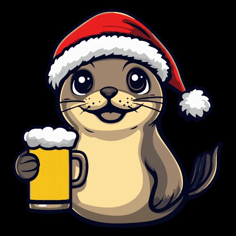 Robbe Tier Weihnachten Bier Lustig