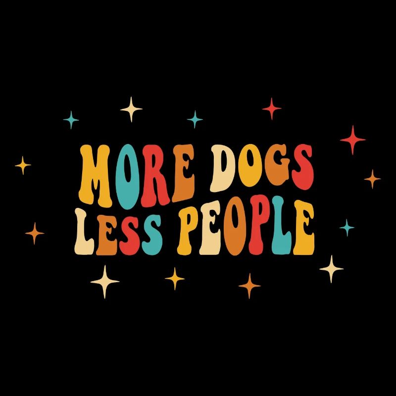 Plus de chiens, moins de gens - Design rétro groovy