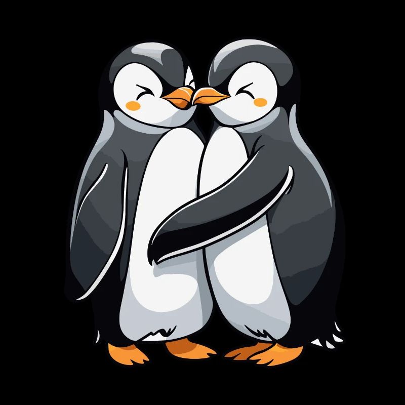 Pingouins s’embrassant