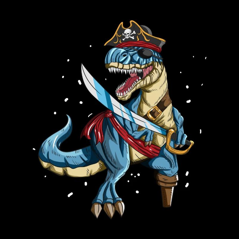 Pirate Dino T-Rex Pirate Outfit Eye Patch Sabre