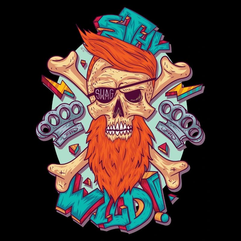 stay wild - Skull with eye patch and beard