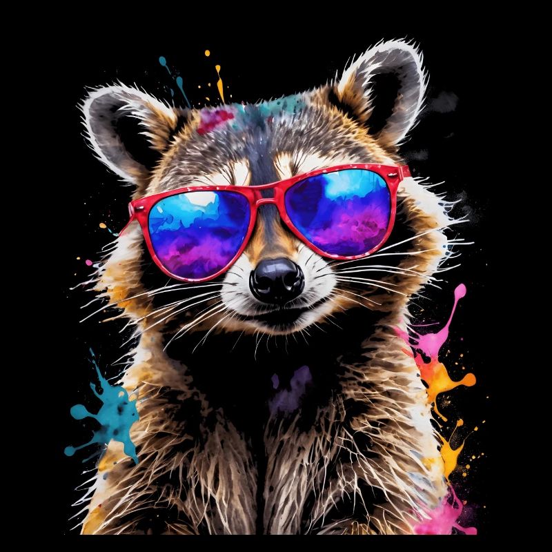 Waschbär Sonnenbrille Bunt Tier Design Print
