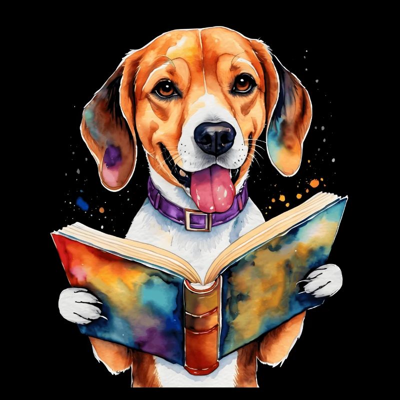Beagle Lesen Buch Hund Lustig Tier Design Print