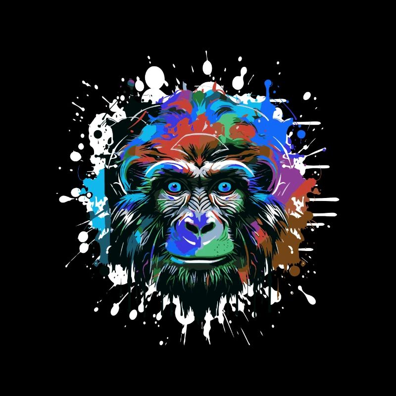 Portrait De Tête De Singe Coloré