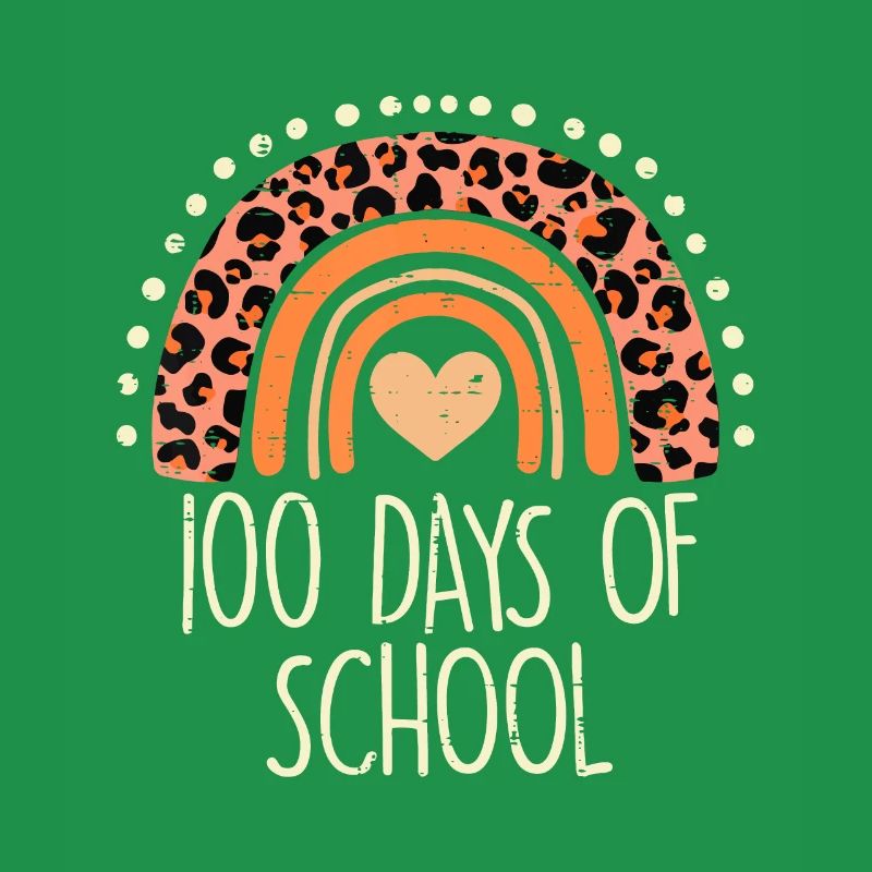 Pfirsich Leopard Regenbogen 100 Tage Schule Niedlich 100. D