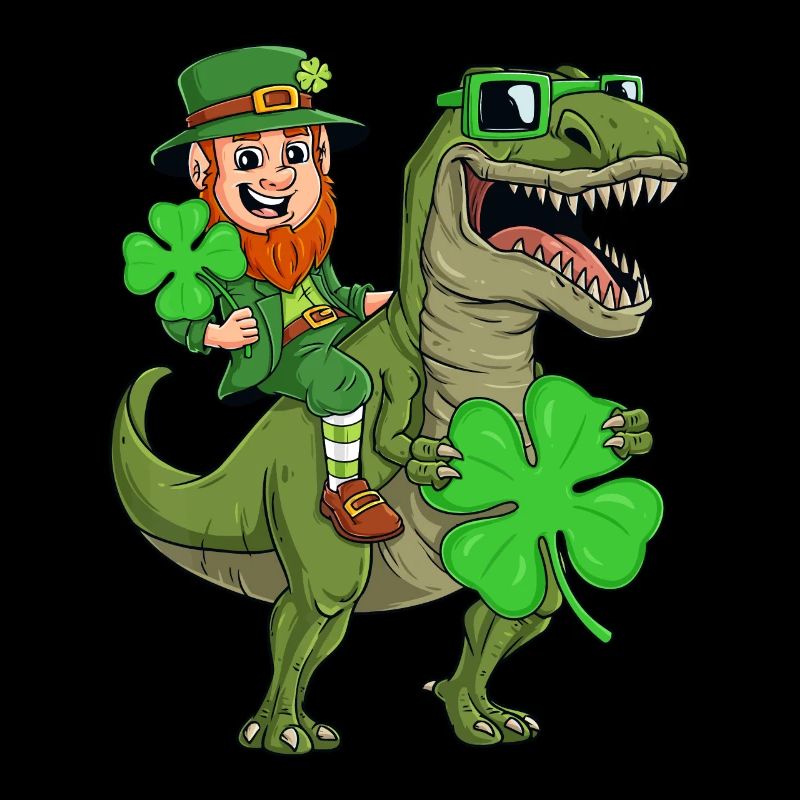 St Patricks Day Leprechaun Riding T Rex Funny Dino