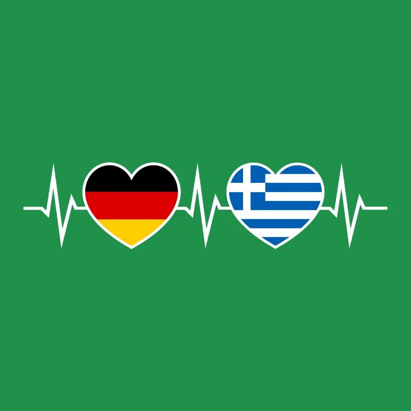 Deutsch-Grieche Deutsch Griechisch Zwei Herzen EKG