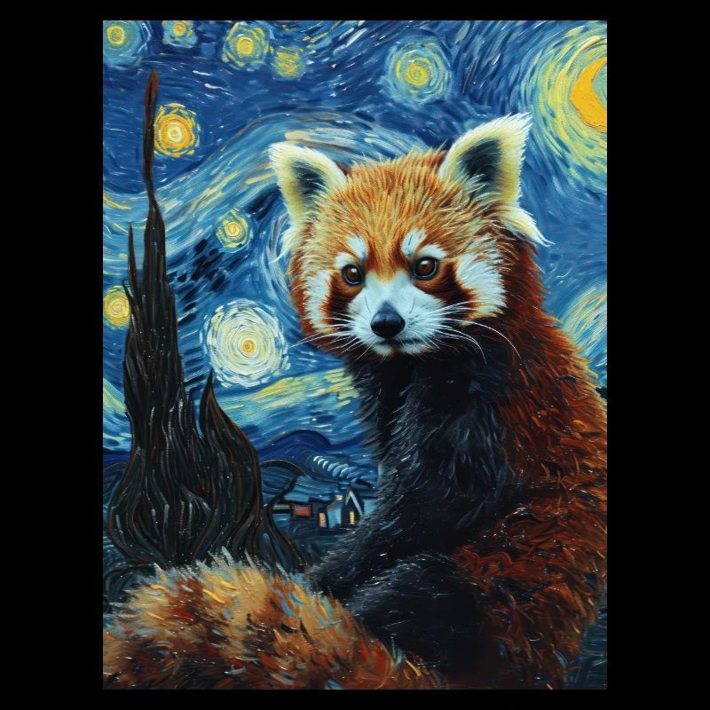 Red Panda, Van Gogh, Starry Night