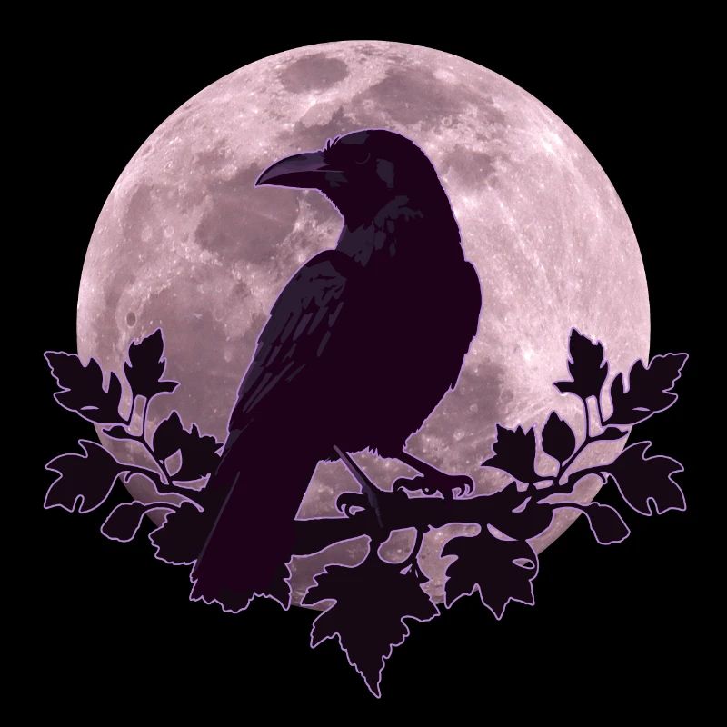 Raven in full moon light