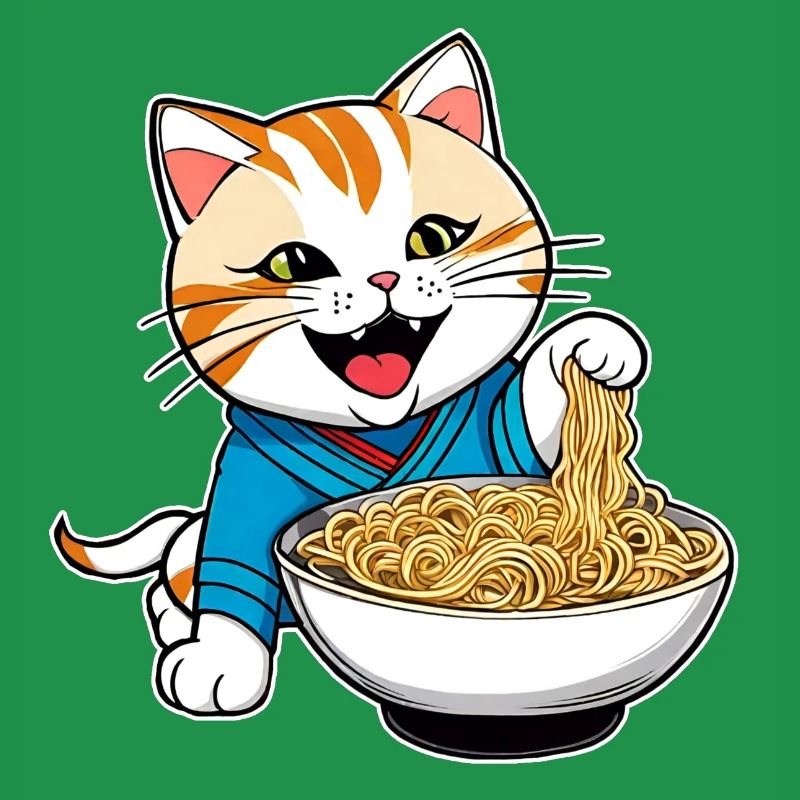 Chat mignon et affamé avec des spaghettis