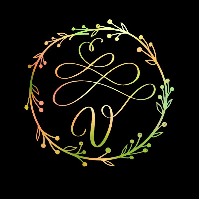 Monogram, letter V, calligraphy ornament