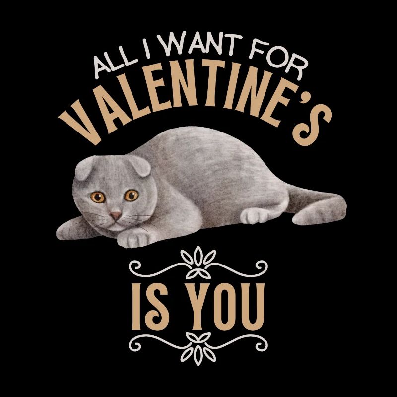 Cat Scottish Fold-eared Cat Valentine's Day Saying