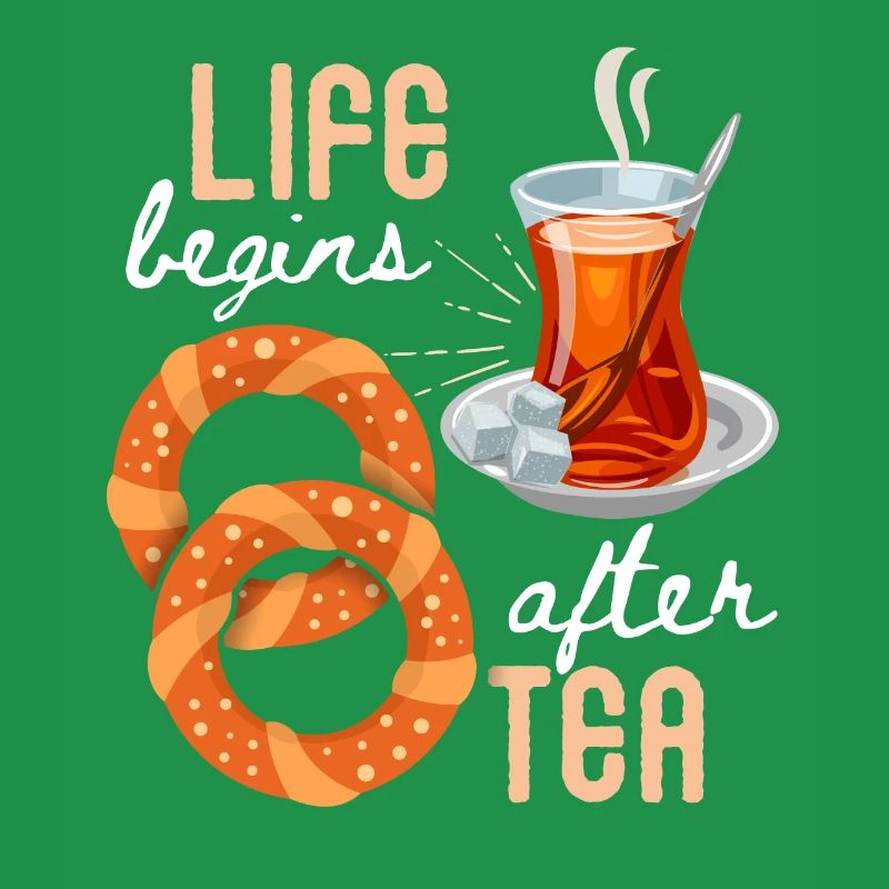 Türkischer Tee, Teetrinker, Simit, lustiger Spruch