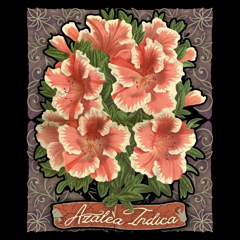 Azalée, Azalée Indica, fleurs botaniques Vintage