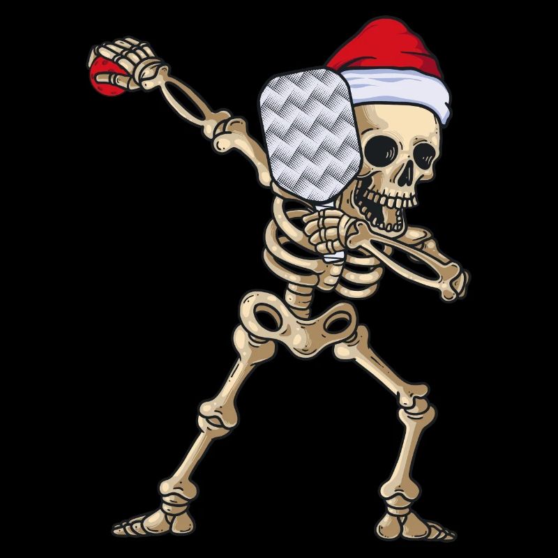 Pickleball Skeleton with Santa Hat Christmas Gift