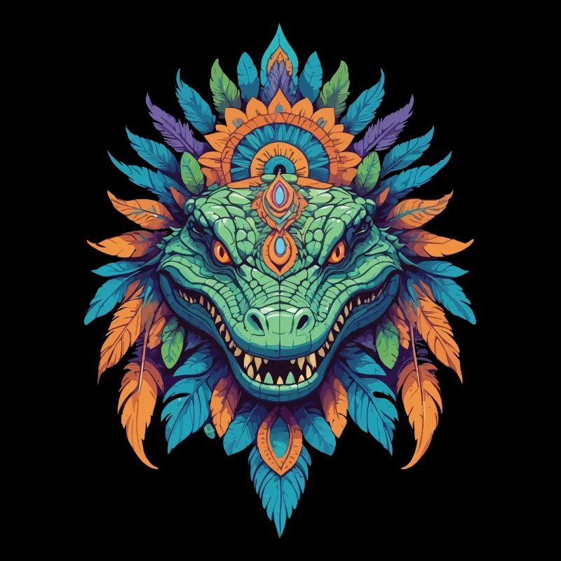 Crocodile Totem Animal Mandala Design