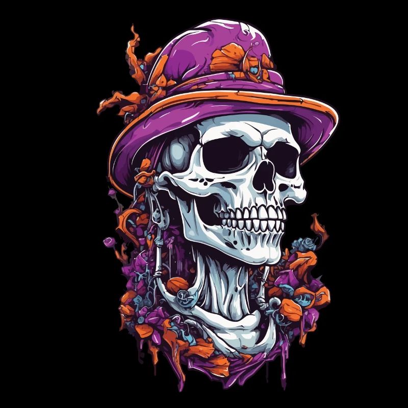 Skull Psychedelic Art Goa Trance Mushrooms