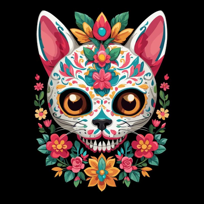 Zuckerschädel Katze Mexikanischer Feiertag Design