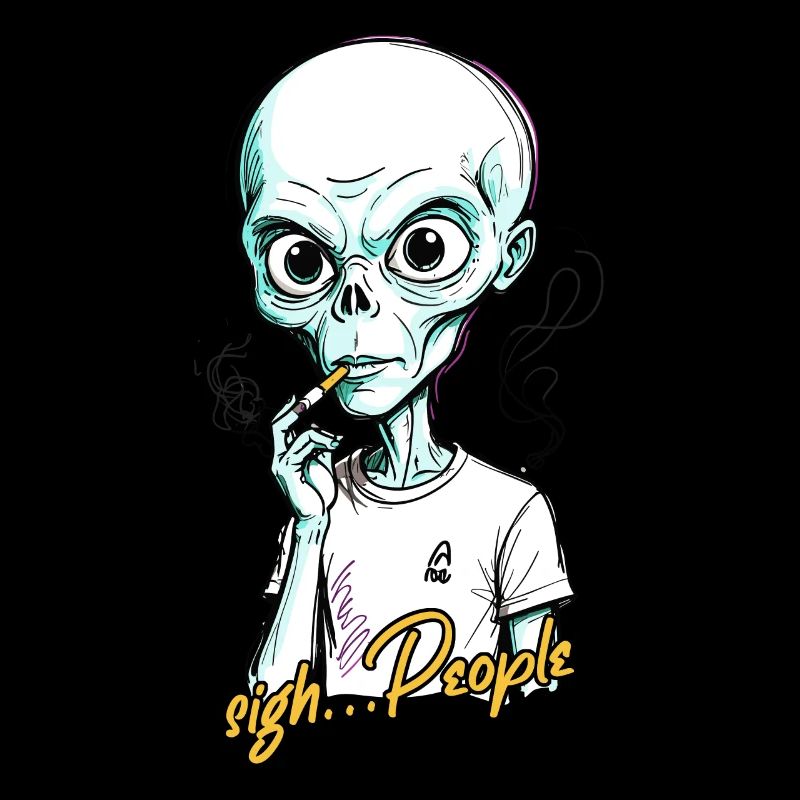 Funny Alien Saying Cigarette Smoking