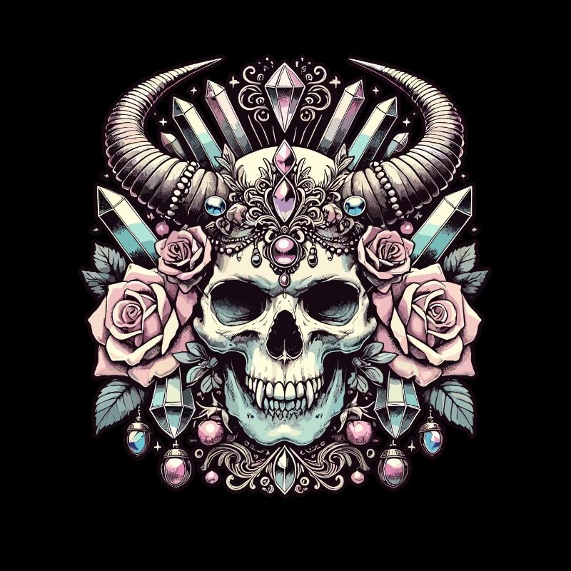 Pastel Goth Aesthetic Dark Skull Design