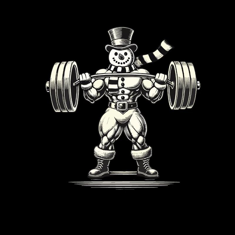 Strong snowman with weightlifting