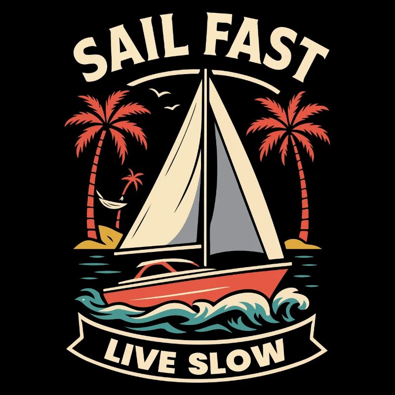 Sail Fast Live Slow Captain Boat Nautischer Spruch