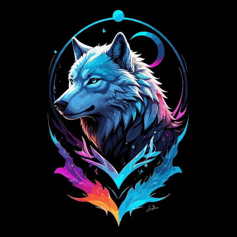 Wolf Painting Multicolor Fantasy