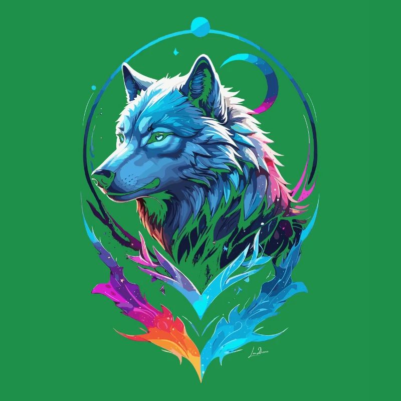 Wolf Painting Multicolor Fantasy