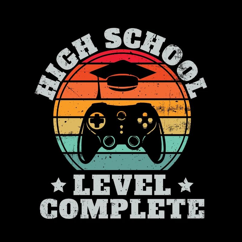 High School Level Complete Retro Graduation Video Gamer