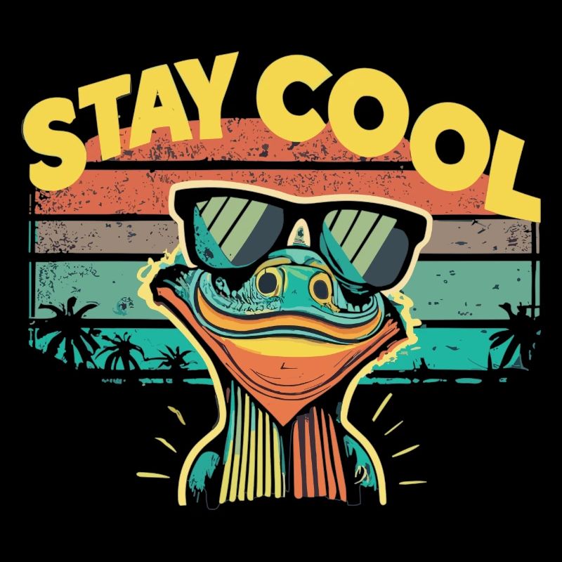 Retro lizard with sunglasses