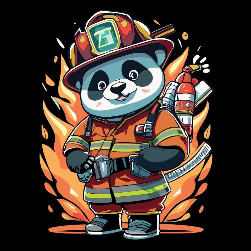 Conception héroïque : le panda de la brigade des pompiers