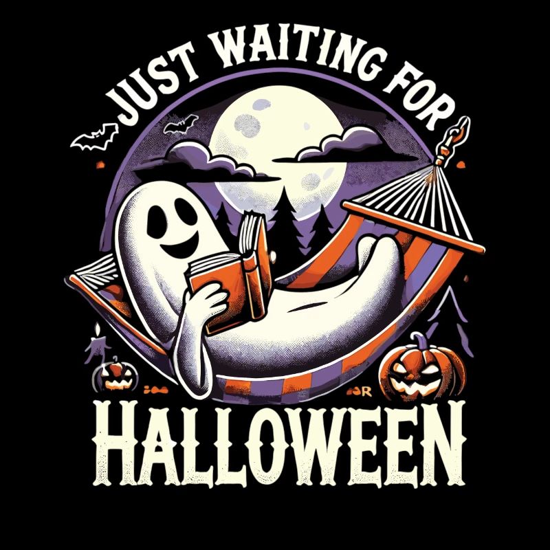 Warten auf Halloween mit Buch und Geist