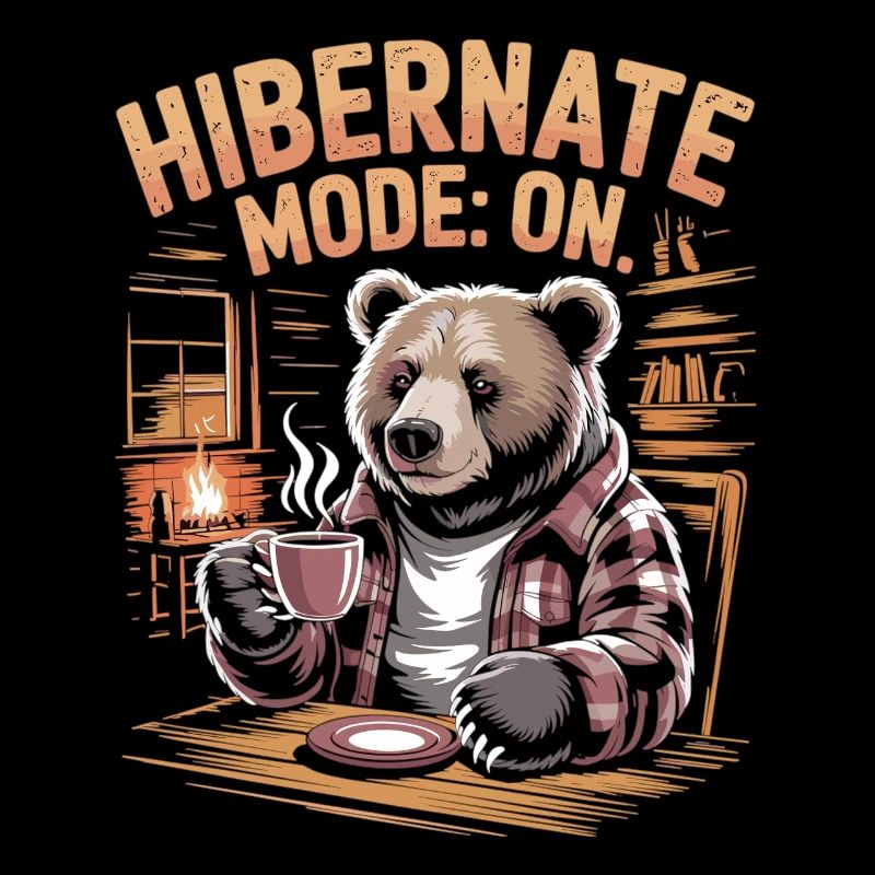 Chilled bear with fireplace and tea