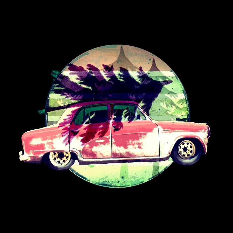 Oldtimer mit Weihnachtsbaum
