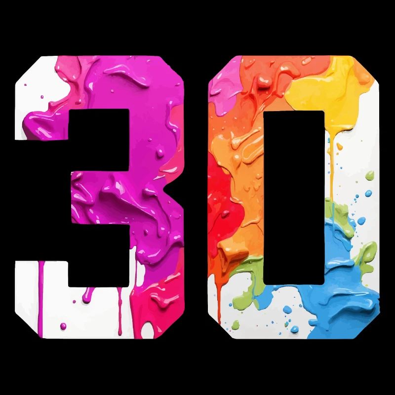 FARBIG NUMMER 30 BUNT 30. GEBURTSTAG