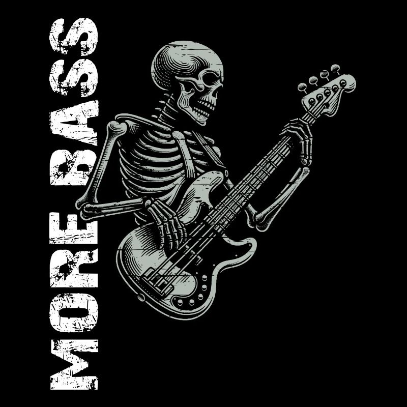 Crâne de squelette avec guitare basse et basse Saying More