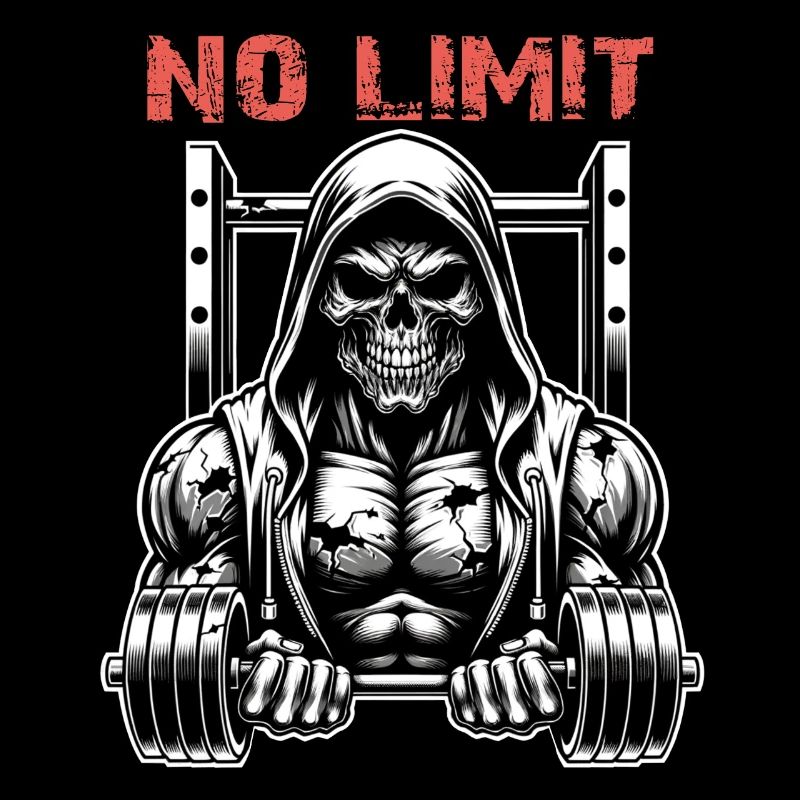 Crâne de musculation No Limit Workout avec haltère