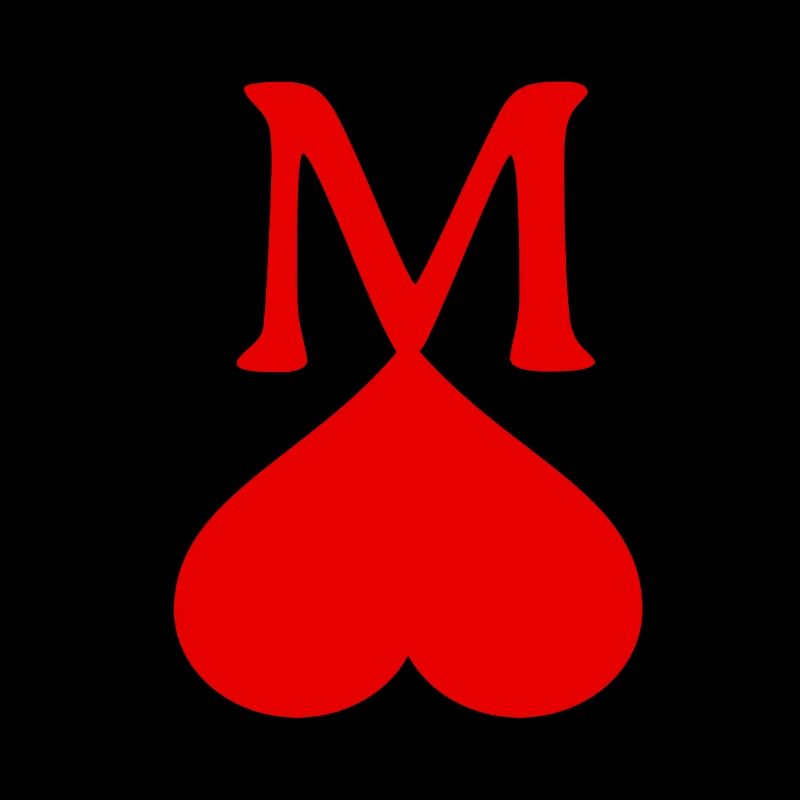 Rotes Herz mit dem Buchstaben M