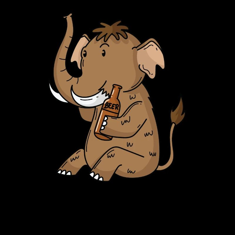 Mammut mit einem Bier