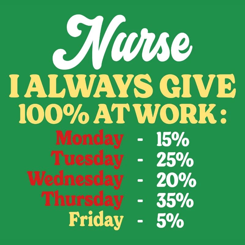 100% At Work Funny Quote Nurse Work