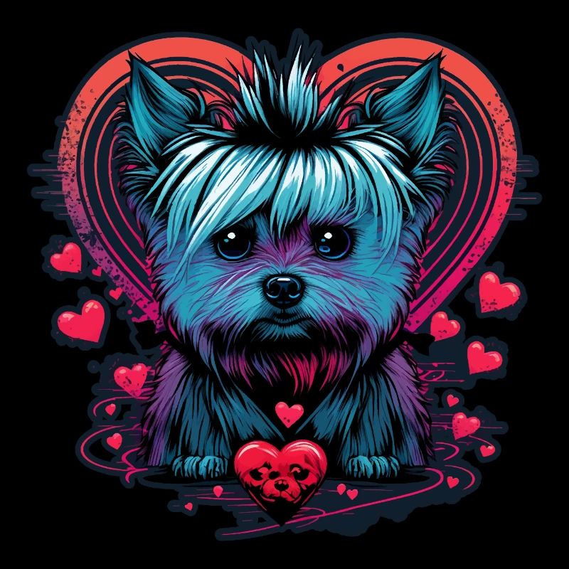 Yorkshire Terrier with heart