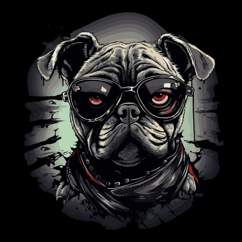 Pug dog with nerd glasses
