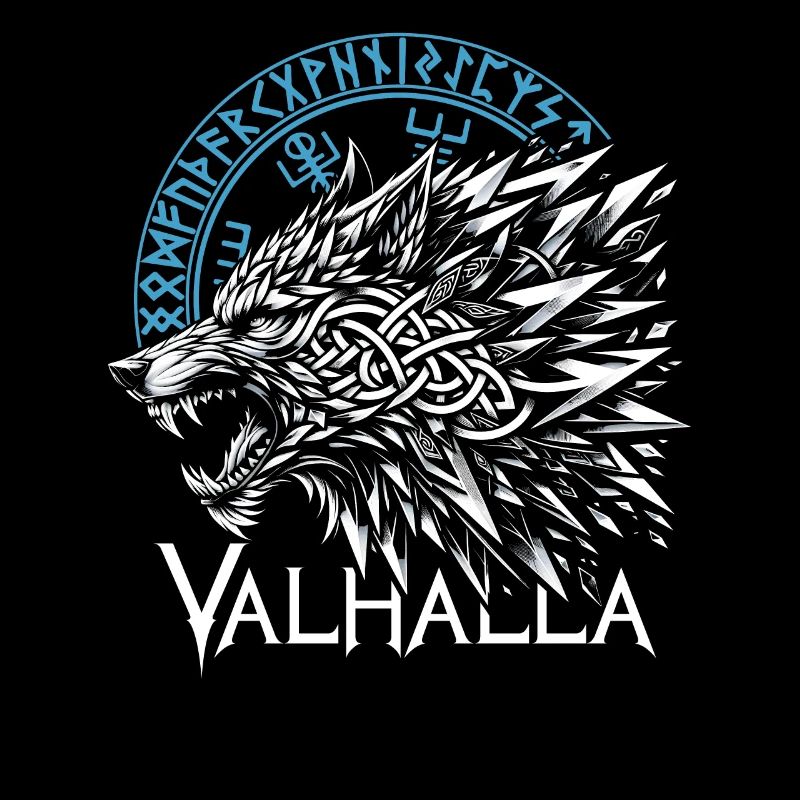 Walhalla Wolf Odins Geri Runen Nordischer Kompass