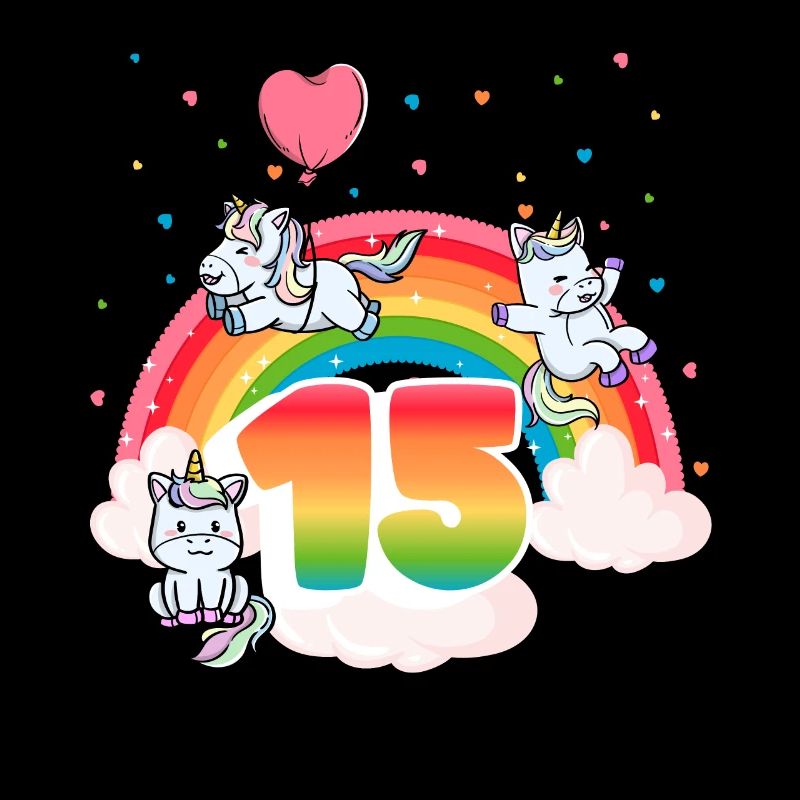 15th Birthday Rainbow Unicorn Theme