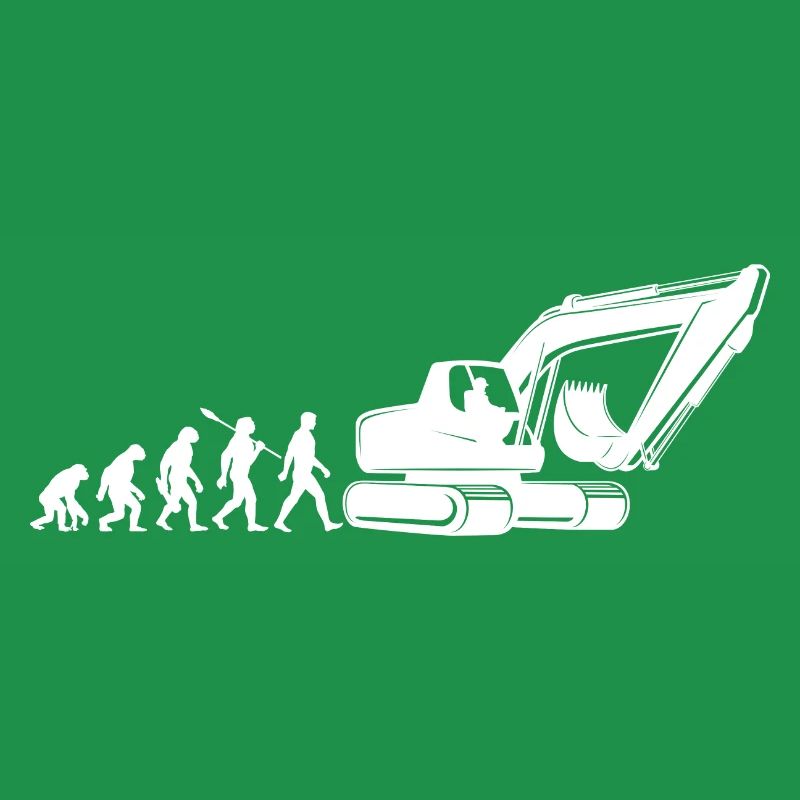 Evolution - driving an excavator - construction site, construction worker
